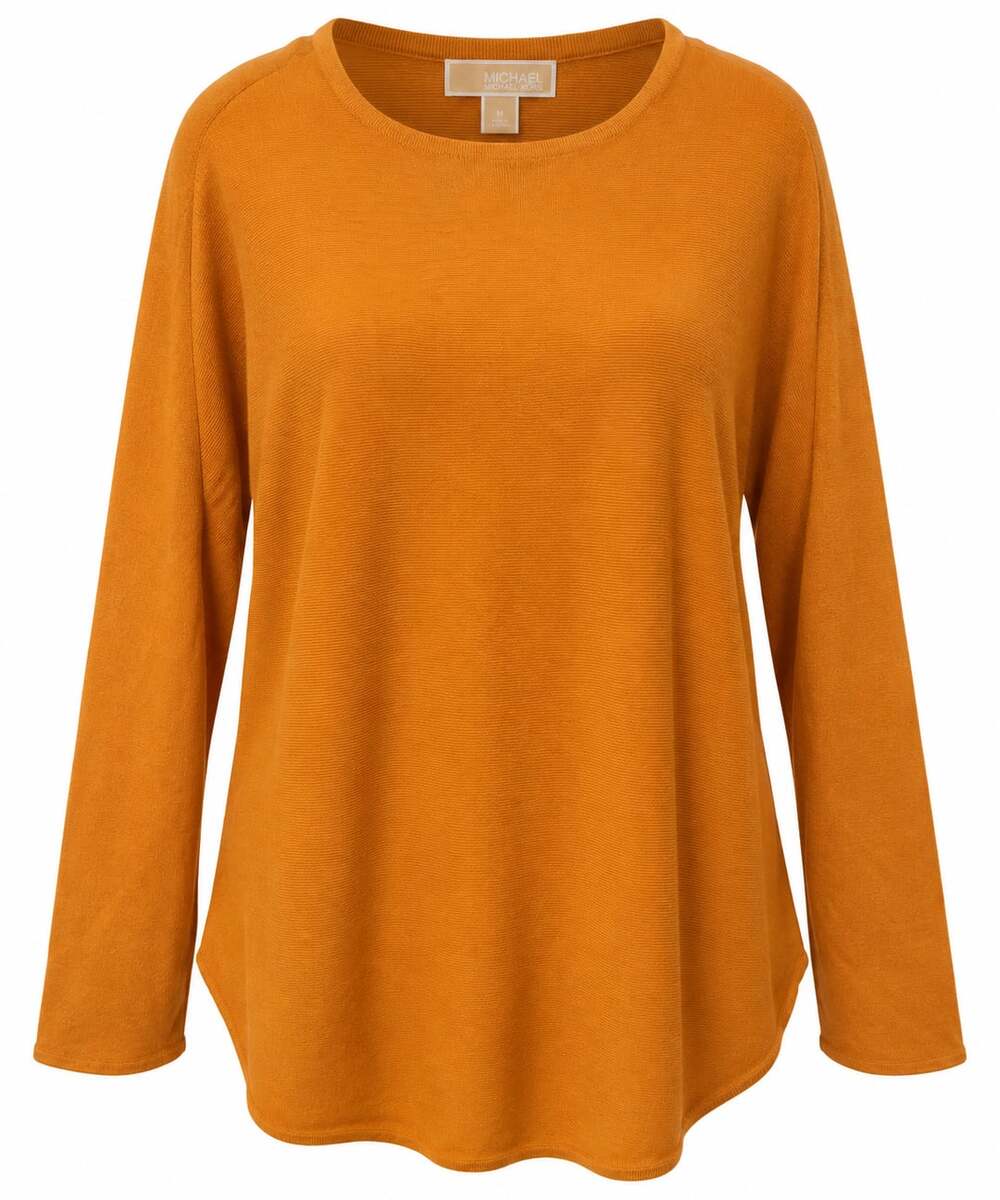 Michael Kors Sweater Womens Medium Mustard Orange Lightweight Knit Sweater